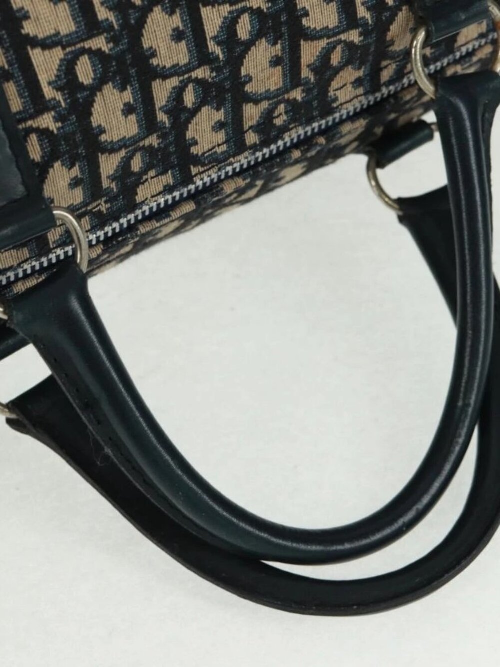 Christian Dior Trotter Canvas Mini Boston Bag Navy Silver Auth am10233 - Picture 8 of 16